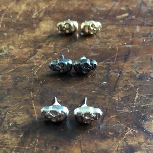 Set of 3 Skull Stud Earrings